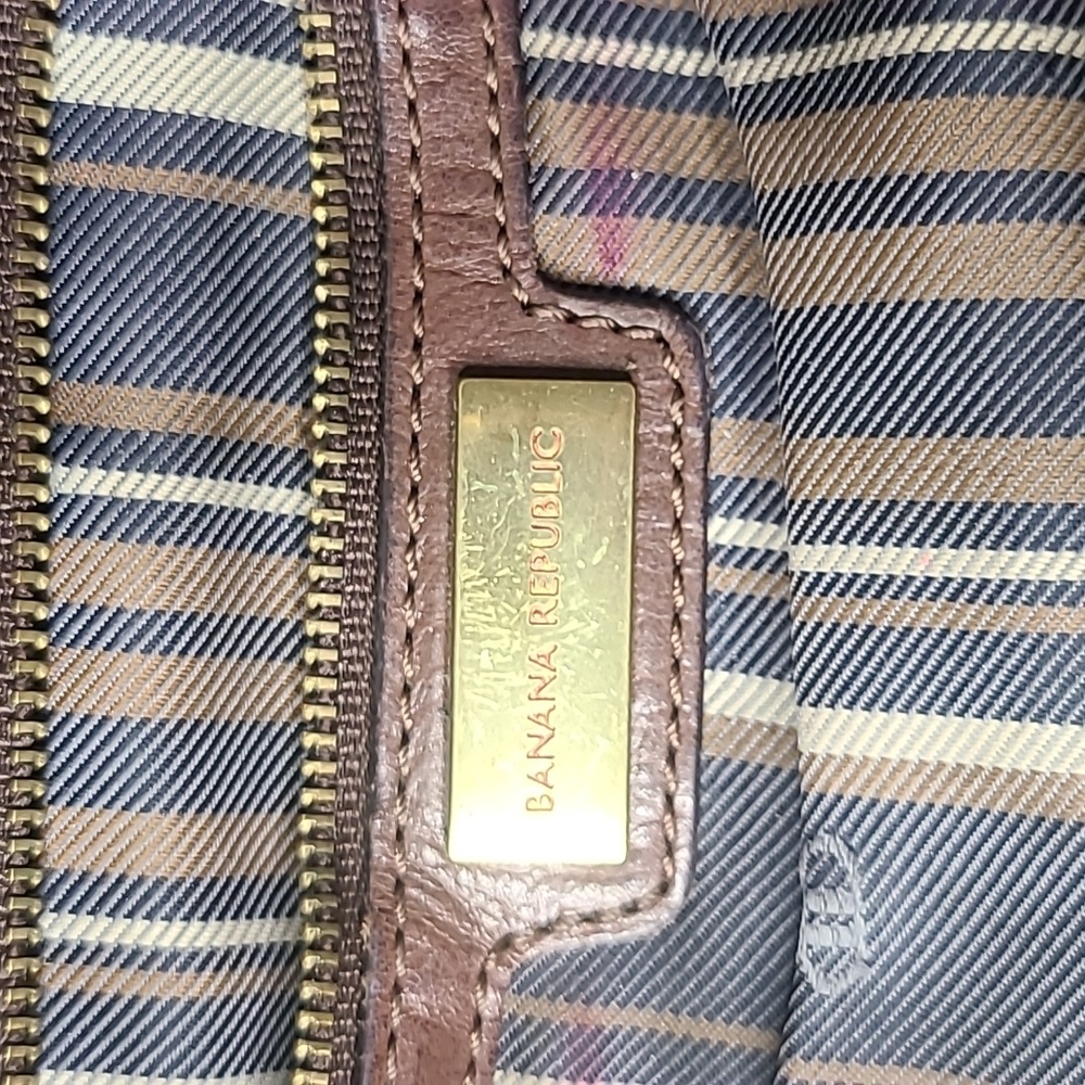 Banana Republic Purse Brown Leather Designer Handbags Double Shoulder Strap Fall - Picture 5 of 7